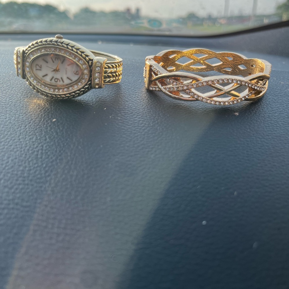 Gold and Silver Watch and Bracelet Set